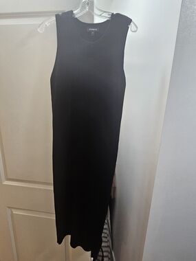 Express Black Sleeveless Midi Ribbed Dress